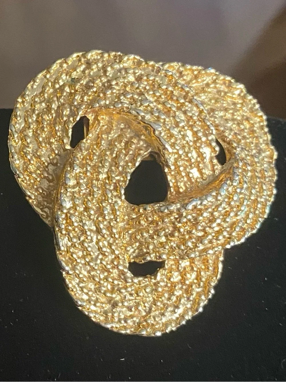Vintage SG D'OR Textured Gold Braided Love Knot Statement Shoe Clips Brooch VTG